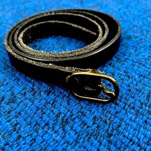 Leather Vintage Black Skinny belt See photos for measurements.